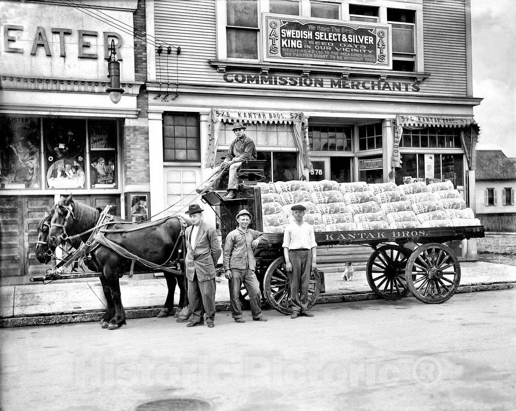 Milwaukee Historic Black & White Photo, The Kantak Brothers Delivery Wagon, Lincoln Avenue, c1912 -