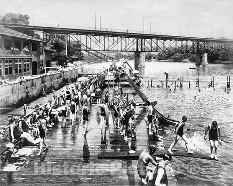 Historic Black & White Photo - Milwaukee, Wisconsin - Bathing at Gordon Park, c1921 -