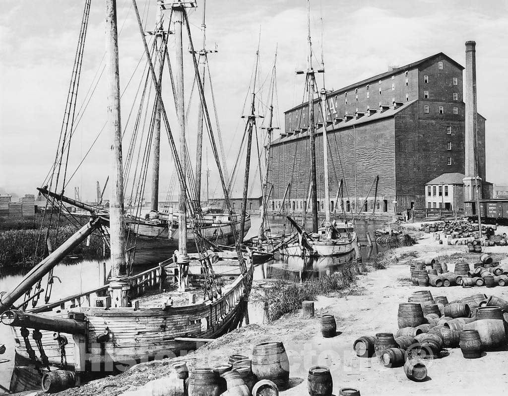 Historic Black & White Photo - Milwaukee, Wisconsin - Elevator on the Menomonee, c1885 -