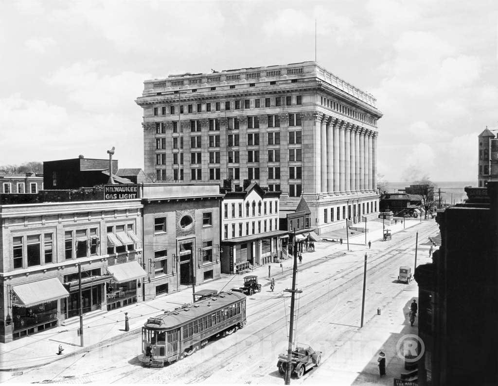 Historic Black & White Photo - Milwaukee, Wisconsin - The Northwestern Mutual Building, c1920 -