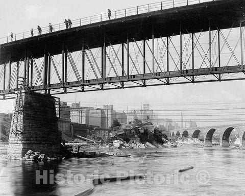 Historic Black & White Photo - Minneapolis, Minnesota - Tenth Avenue Bridge, c1900 -