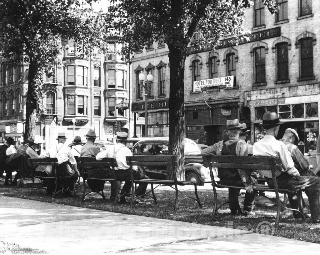 Historic Black & White Photo - Minneapolis, Minnesota - Sitting in the Gateway District, c1939 -