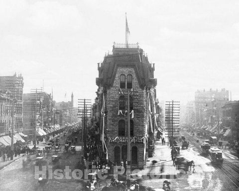 Historic Black & White Photo - Minneapolis, Minnesota - Bridge Square during Expo Week, c1890 -