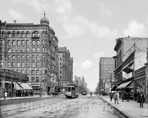 Minneapolis Historic Black & White Photo, Hennepin Avenue, c1908 -