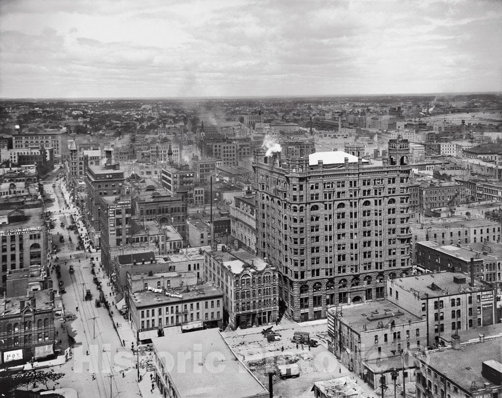 Minneapolis Historic Black & White Photo, Minneapolis From Above, c1903 -