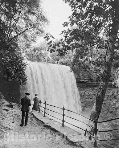 Minneapolis Historic Black & White Photo, Minnehaha Falls, c1907 -