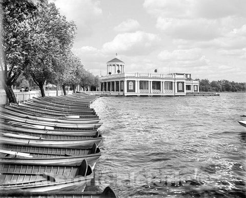 Minneapolis Historic Black & White Photo, Boat Landing, Lake Harriet, c1903 -