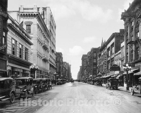 Minneapolis Historic Black & White Photo, Nicollet Avenue, Looking South, c1918 -
