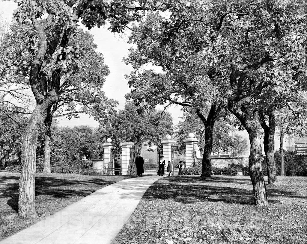 Minneapolis Historic Black & White Photo, The Entrance Gate to the University of Minnesota, c1908 -