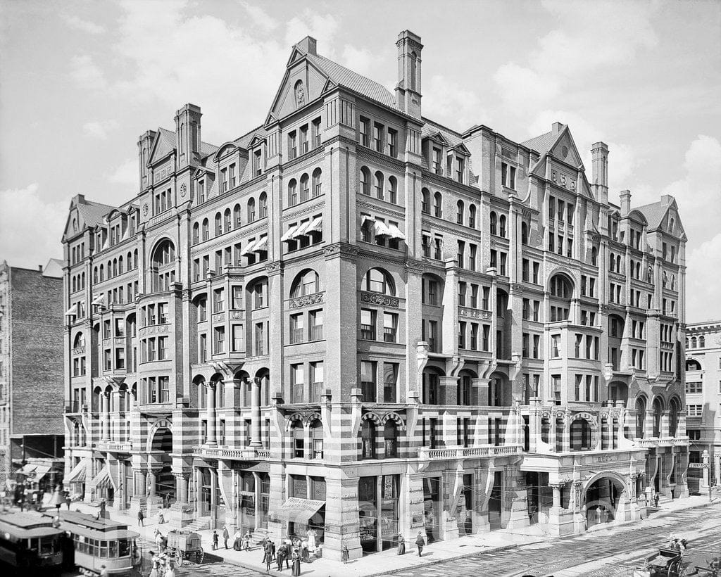 Minneapolis Historic Black & White Photo, The West Hotel at Hennepin Avenue & Fifth Street, c1905 -