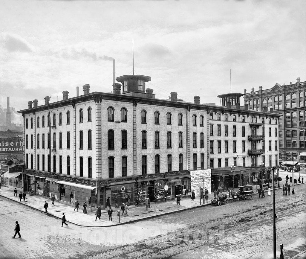 Minneapolis Historic Black & White Photo, The Hotel Nicollet at Nicollet & Washington Avenues, c1904 -