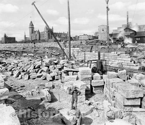 Historic Black & White Photo - Minneapolis, Minnesota - Repair Work on the Waste Way, c1897 -