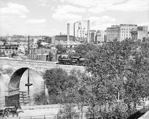 Historic Black & White Photo - Minneapolis, Minnesota - The Milling District, c1908 -