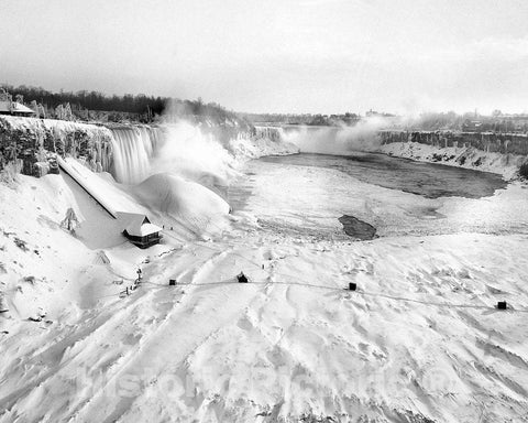 Historic Black & White Photo - Niagara Falls, Ontario, Canada - Ice Bridge from Canada to U.S, c1890 -