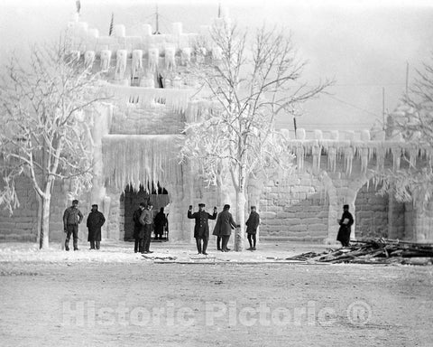 Historic Black & White Photo - Niagara Falls, New York - The Great Ice Palace, c1899 -