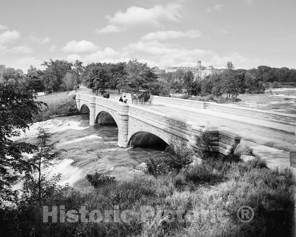 Historic Black & White Photo - Niagara Falls, New York - Luna Island Bridge, c1905 -