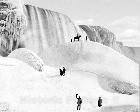 Historic Black & White Photo - Niagara Falls, New York - American Falls and Ice Mountain, c1880 -