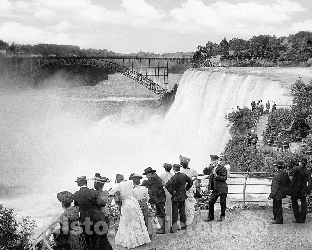 Historic Black & White Photo - Niagara Falls, New York - The American Falls from Goat Island, c1906 -