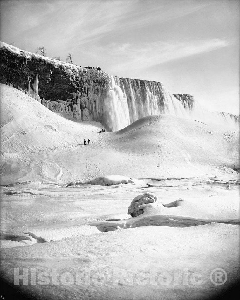 Historic Black & White Photo - Niagara Falls, New York - Ice Mountain Below the Falls, c1900 -