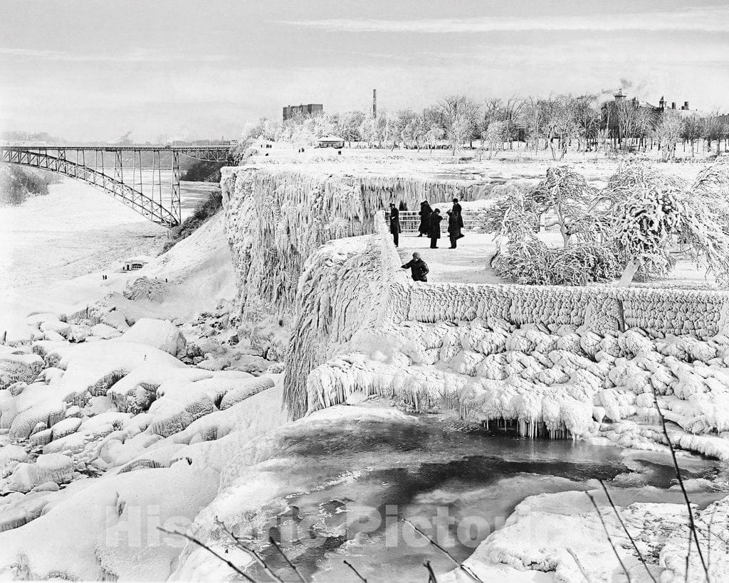 Historic Black & White Photo - Niagara Falls, New York - A Frozen Bridal Veil Falls, c1933 -