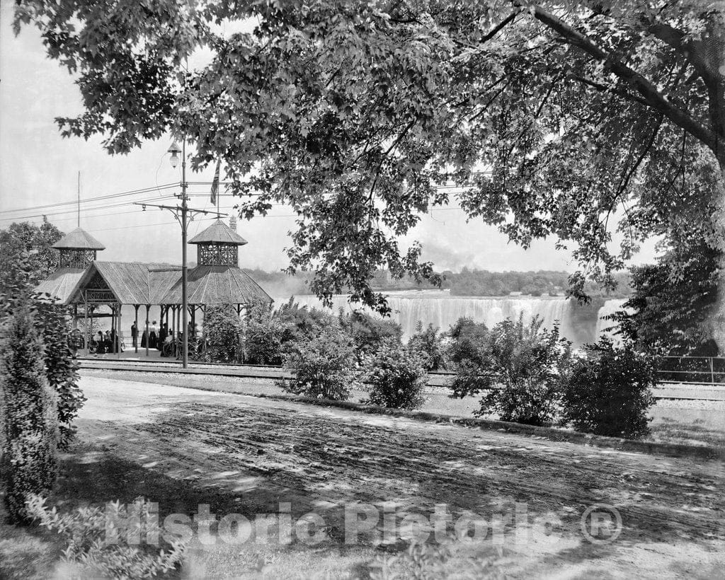 Historic Black & White Photo - Niagara Falls, New York - View from Inspiration Point, c1895 -