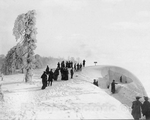 Historic Black & White Photo - Niagara Falls, New York - A Snowy Prospect Point, c1904 -