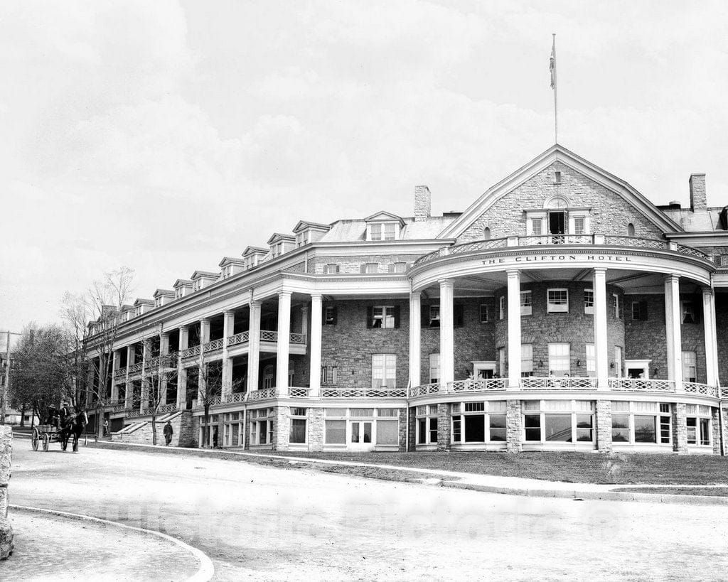 Historic Black & White Photo - Niagara Falls, New York - The Clifton Hotel, c1915 -