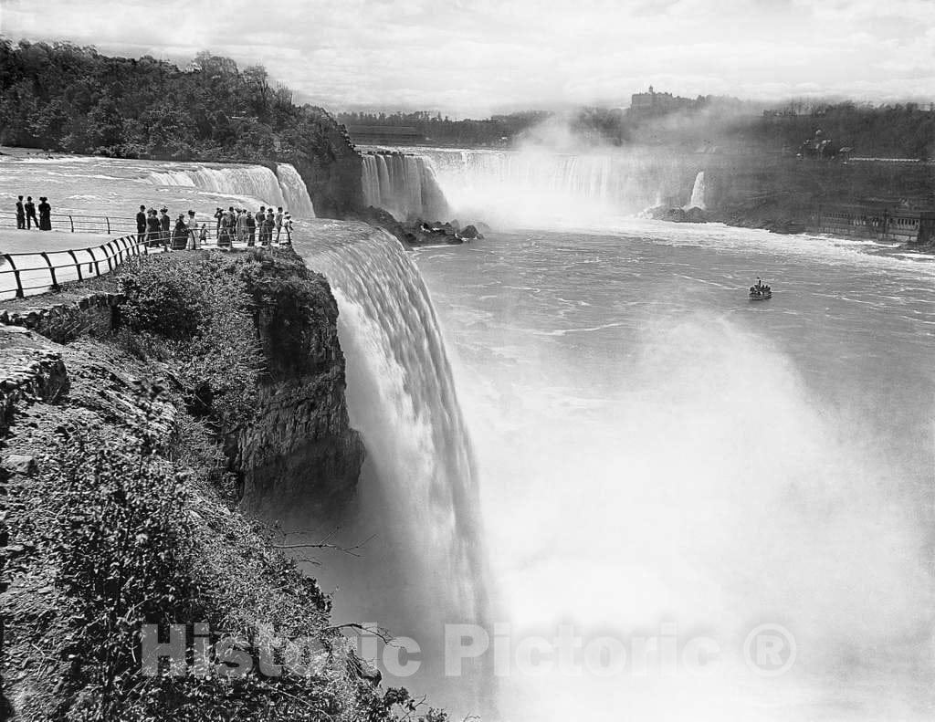 Historic Black & White Photo - Niagara Falls, New York - View from Prospect Point, c1905 -