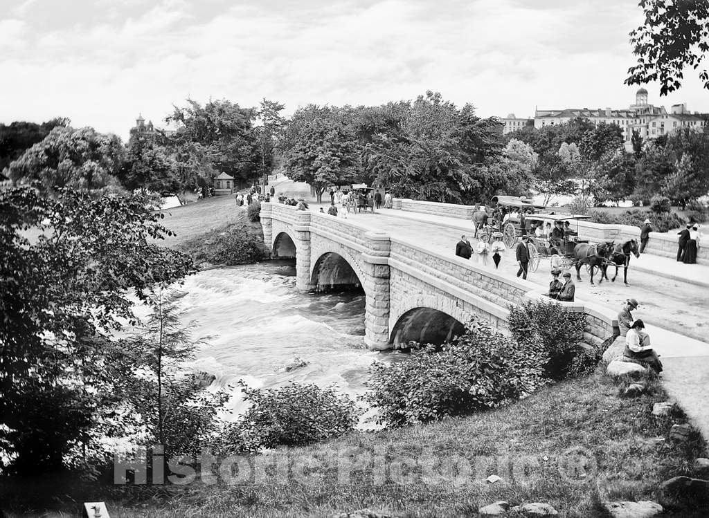 Historic Black & White Photo - Niagara Falls, New York - The Bridge to Goat Island, c1900 -