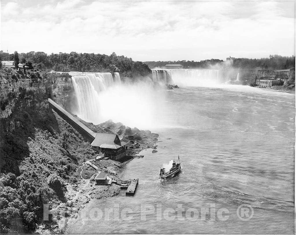 Historic Black & White Photo - Niagara Falls, New York - View from the Suspension Bridge, c1895 -