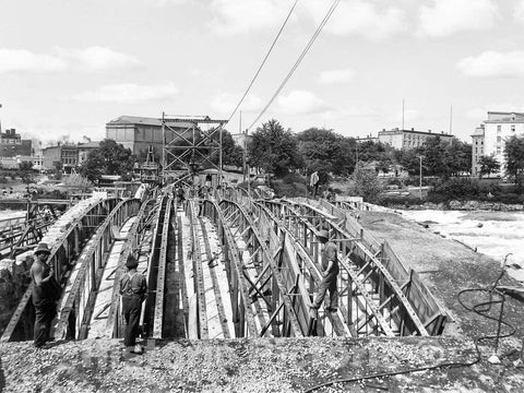 Historic Black & White Photo - Niagara Falls, New York - Constructing the Goat Island Bridge, c1900 -