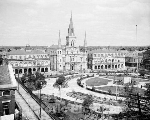 Historic Black & White Photo - New Orleans, Louisiana - Jackson Square, c1903 -