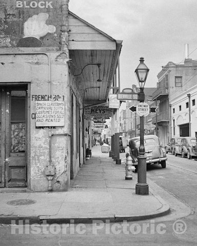 Historic Black & White Photo - New Orleans, Louisiana - Bienville and Bourbon Streets, c1941 -
