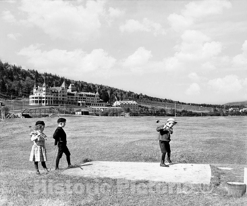 Historic Black & White Photo, Driving on the Mt. Pleasant Course, Bretton Woods, c1903 -