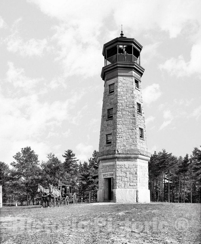 Historic Black & White Photo, The Weston Observatory in Derryfield Park, Manchester, c1915 -