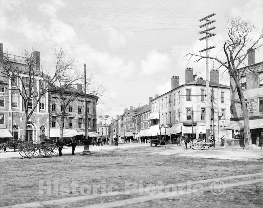 Historic Black & White Photo - Portsmouth, New Hampshire - Market Square, Portsmouth, c1902 -