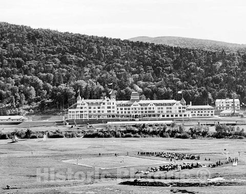 Historic Black & White Photo - Mount Pleasant, New Hampshire - Baseball at Mount Pleasant House, c1895 -