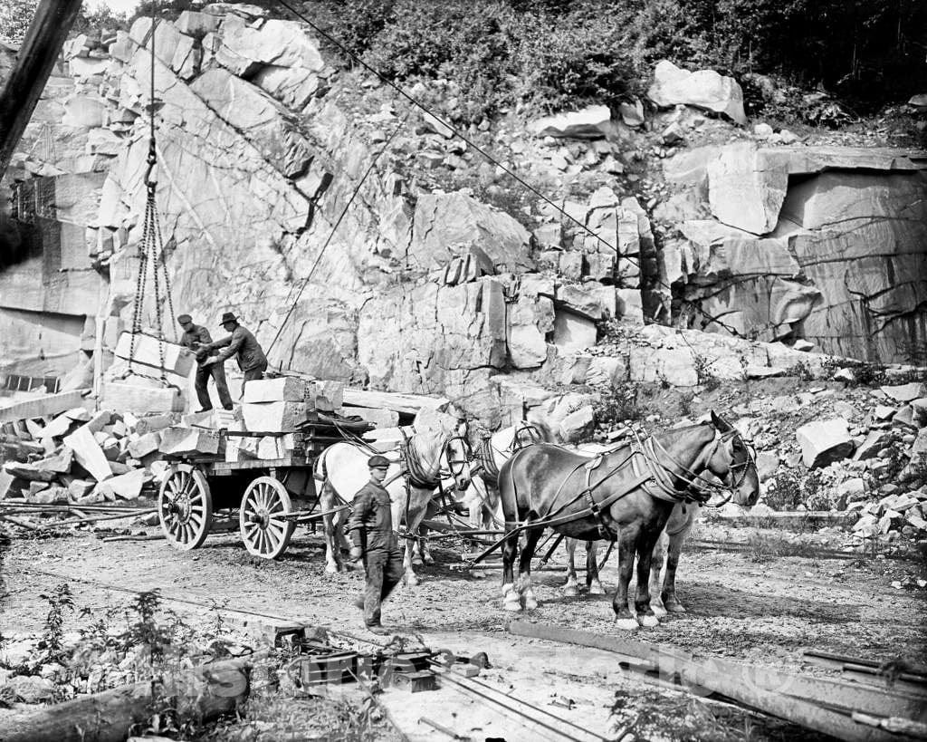 Historic Black & White Photo - Concord, New Hampshire - A Granite Quarry, Concord, c1908 -