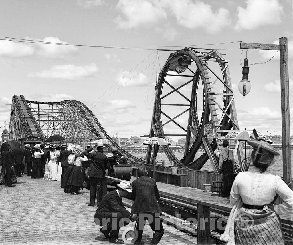 New Jersey Historic Black & White Photo, Upside Down, Atlantic City, c1901 -