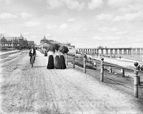 New Jersey Historic Black & White Photo, An Afternoon Stroll, Long Branch, c1903 -
