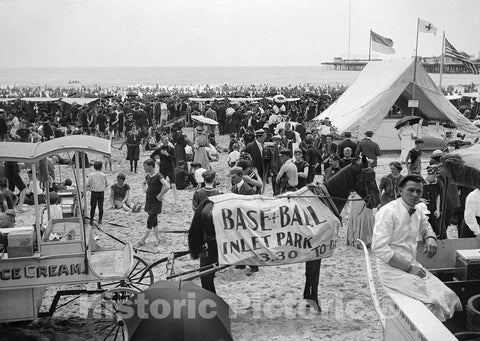 New Jersey Historic Black & White Photo, On the Beach, Atlantic City, c1903 -