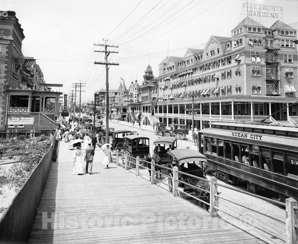 New Jersey Historic Black & White Photo, Moving Along Virginia Avenue, Atlantic City, c1905 -