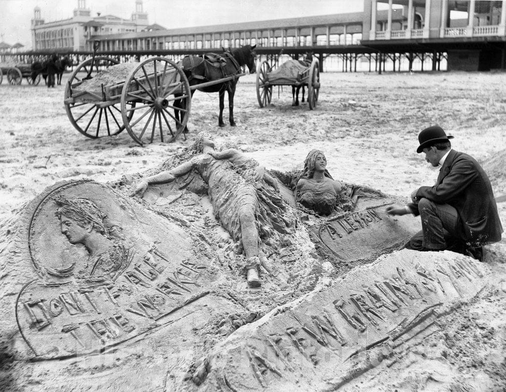 New Jersey Historic Black & White Photo, The Sandman on the Shore, c1895 -