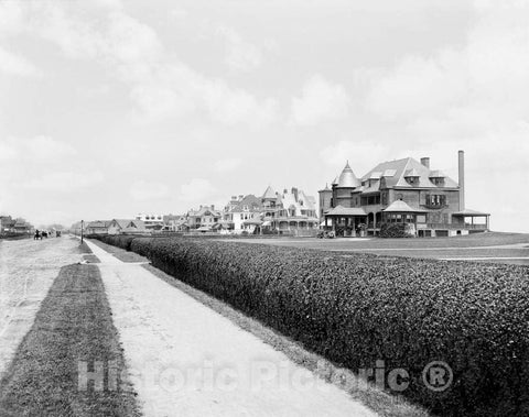 Historic Black & White Photo - Freehold on the Jersey Shore - Homes in Downtown Freehold, c1900 -