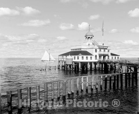 New Orleans Historic Black & White Photo, Southern Yacht Club, West End, c1895 -