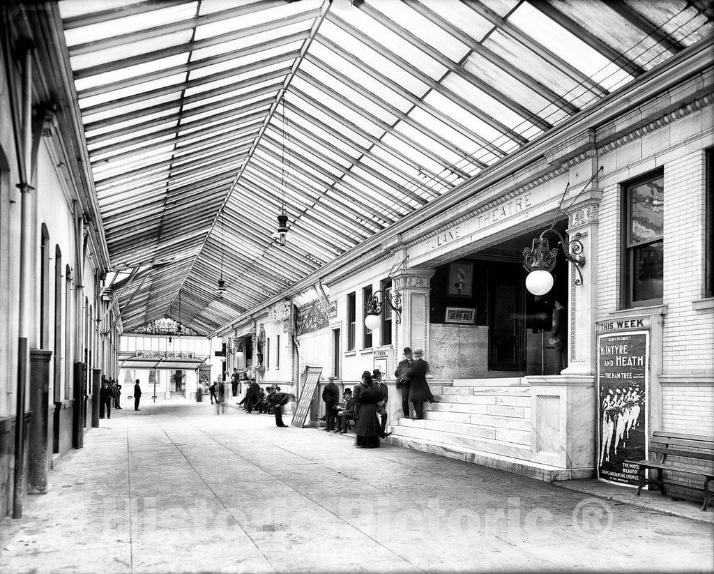 New Orleans Historic Black & White Photo, The Tulane & Crescent Theatre Arcade, c1906 -