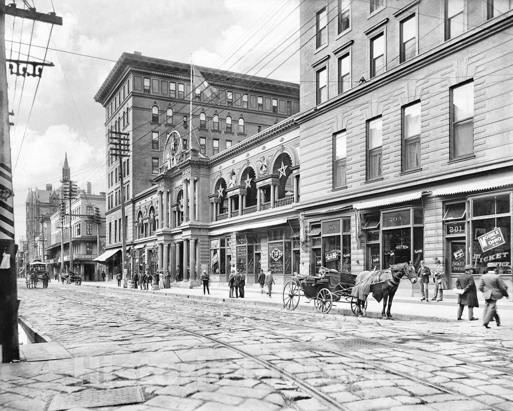 Historic Black & White Photo - New Orleans, Louisiana - Outside the St. Charles Hotel, c1900 -