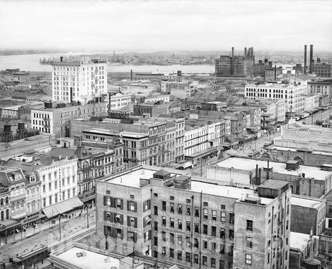 Historic Black & White Photo - New Orleans, Louisiana - Looking to the Mississippi River, c1910 -