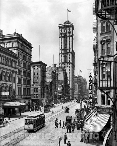 New York City Historic Black & White Photo, Broadway and Times Building, c1903 -