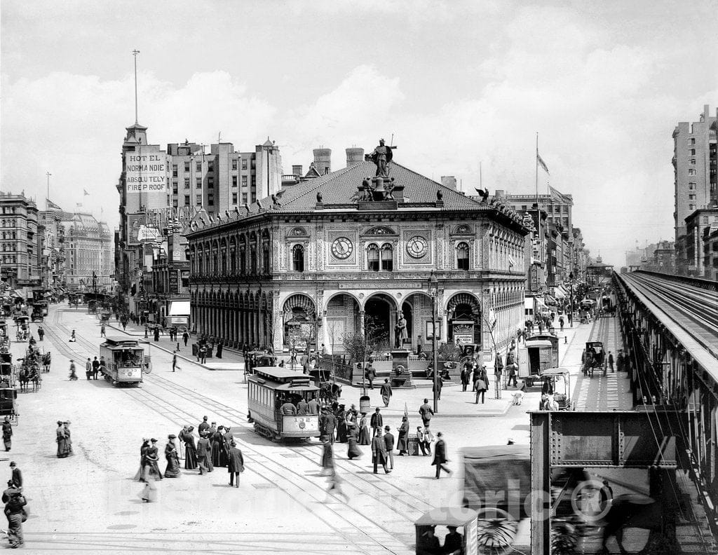 New York City Historic Black & White Photo, The New York Herald Building, Herald Square, c1903 -